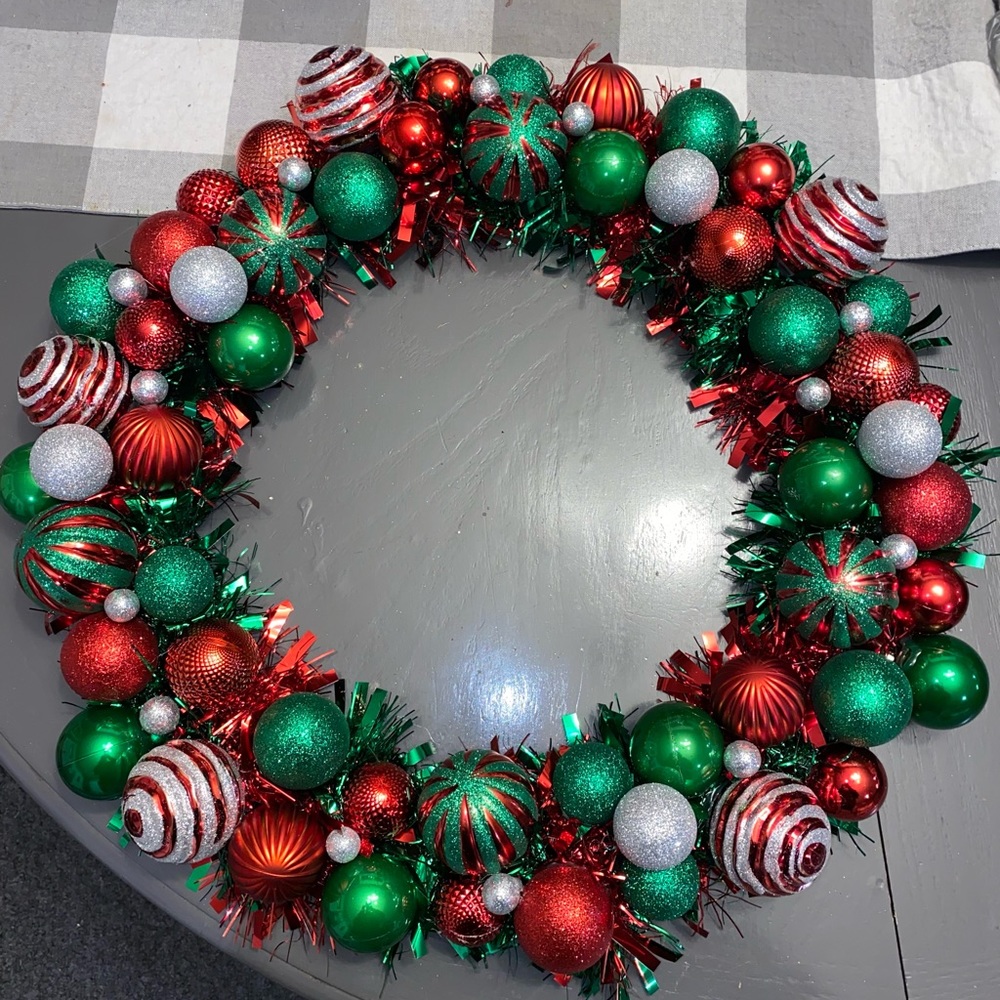 Beautiful hand crafted Bulb Christmas Wreath for sale. Beautiful